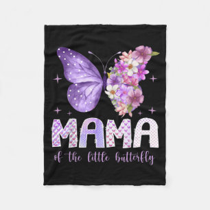 Mama of The Little Butterfly 1st Birthday Girl Fleece Blanket