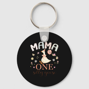 Mama of the one silly goose 1st birthday girl key ring