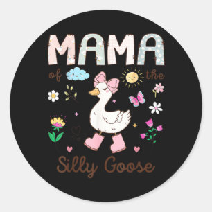 Mama of The Silly Goose 1st Birthday Girl Matching Classic Round Sticker