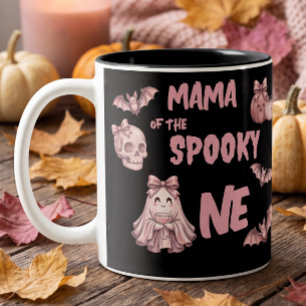 Mama of the Spooky One Cute Pinkoween Party Two-Tone Coffee Mug