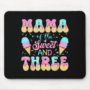 Mama of the sweet three 3rd birthday girl ice crea mouse pad