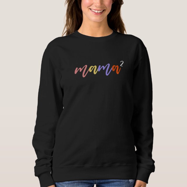 Mama Of Two Boys Girls Kids Mom2 Squared Leopard M Sweatshirt (Front)
