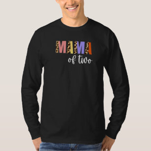 Mama Of Two Boys Girls Kids Mum Twins Leopard Moth T-Shirt
