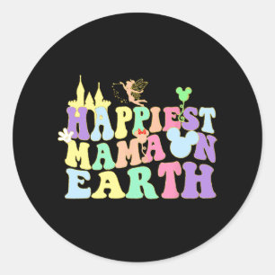 Mama On Earth Groovy Fun Mum Mummy Mother's Day Classic Round Sticker