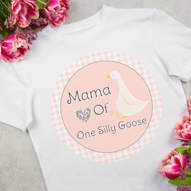 Mama One Silly Goose Pink Gingham Birthday Party T-Shirt (Mama One Silly Goose Pink Gingham Birthday Party T-Shirt)