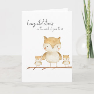 Mama Owl and Twins Card