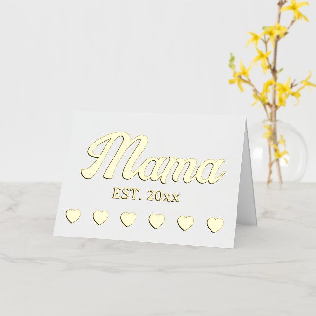 Mama personalised year custom text hearts foil greeting card (Yellow Flower)