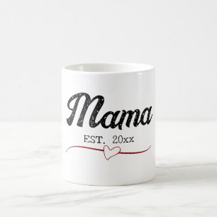 Mama personalized year custom text heart vintage coffee mug