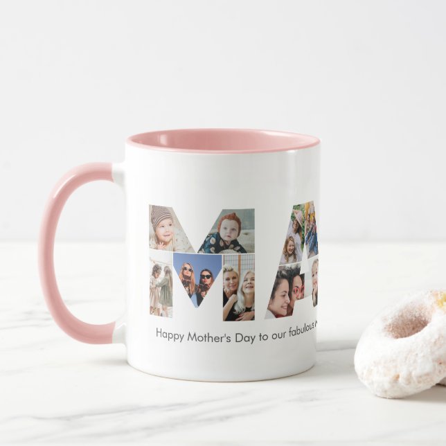 Mama Photo Collage Mother's Day Mum Birthday Mug (With Donut)