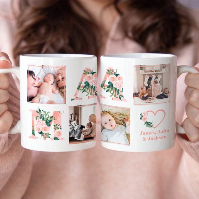Mama Photo Floral Collage Custom Giant Coffee Mug (Creator Uploaded)