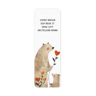 Mama Polar Bear& Cub Cute Return Address Label