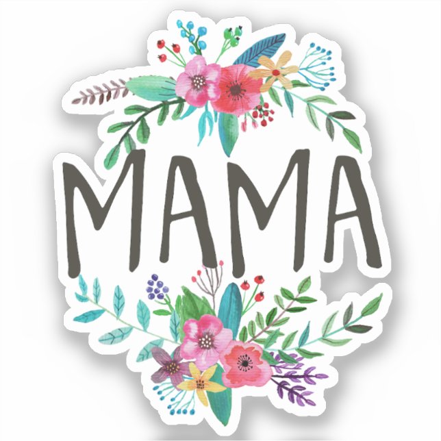 Mama, Pretty and cute boho floral botanical vinyl (Front)