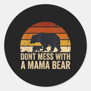 Mama Protective Mum Bear Fierce Mother Family Art Classic Round Sticker