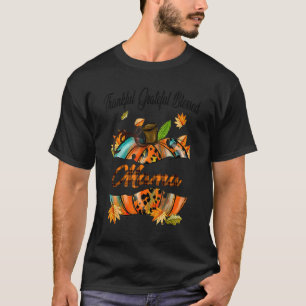 Mama Pumpkin Leopard Mimi Thankful Grateful Blesse T-Shirt