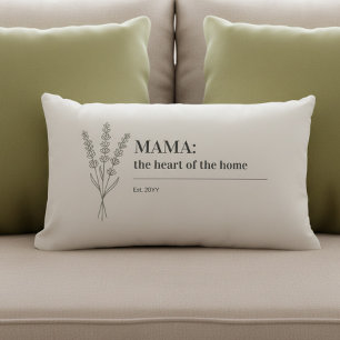 Mama Quote Heart of the Home Minimalist Lumbar Cushion