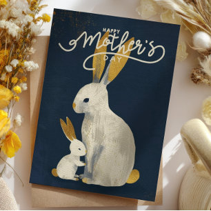 Mama Rabbit with Her Baby Woodland Mother's Day  Holiday Card