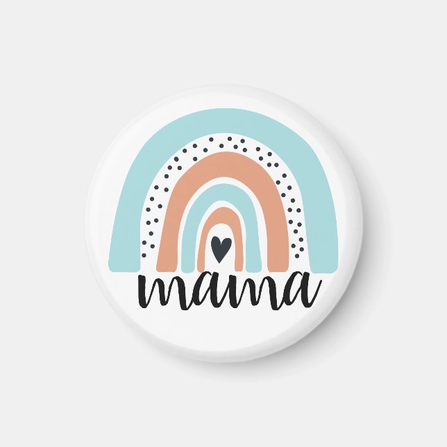 Mama Rainbow Blue Peach Magnet (Front)