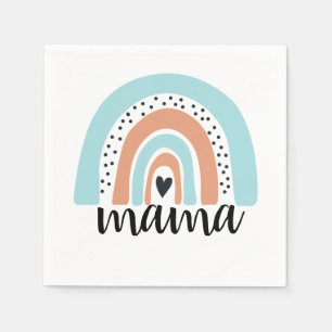 Mama Rainbow Blue Peach Napkin