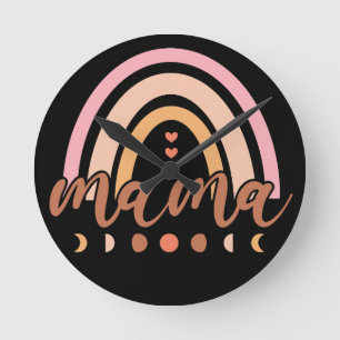 Mama Rainbow Round Clock