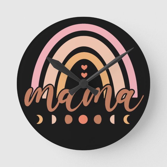 Mama Rainbow  Round Clock (Front)