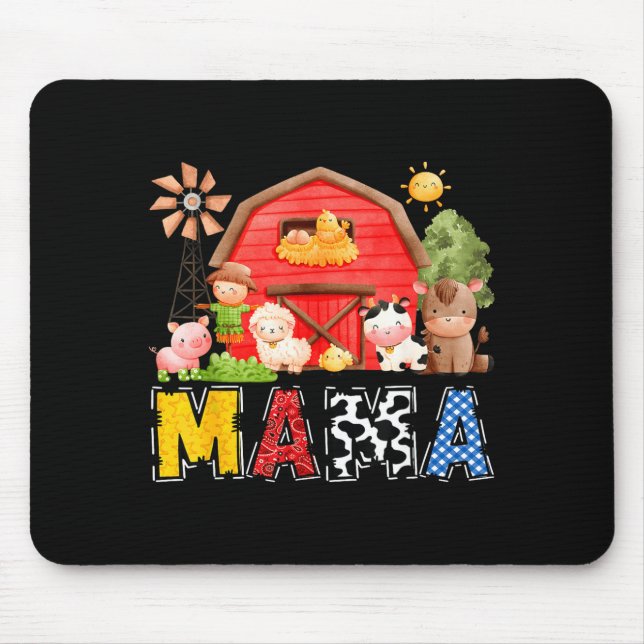 Mama Red Farm Cow Birthday Boy Matching Family Par Mouse Pad (Front)