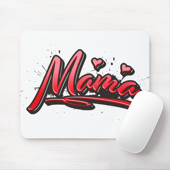 Mama red Heart Graffiti Mousepad (With Mouse)