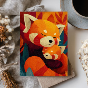 Mama Red Panda with Cub Cute Happy Mother's Day Card