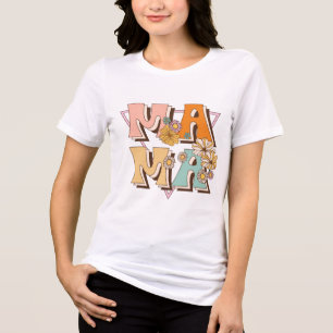 Mama Retro Floral Typography Tri-Blend Shirt