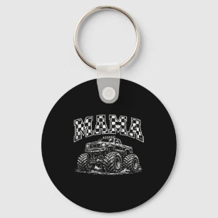 Mama retro monster truck family crew birthday key ring