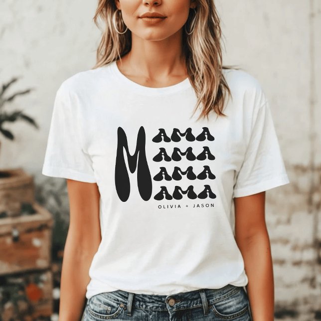 Mama | Retro Typography Kids Names Mother T-Shirt (Creator Uploaded)