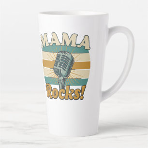 Mama Rocks Microphone Retro Mother's Day Latte Mug