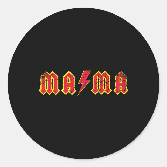 Mama Rocks Rock And Roll Mother's Day New Moms Dis Classic Round Sticker (Front)