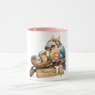 Mama’s Cosy Nest – Cute Bird Family Morning Mug