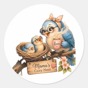 Mama’s Cosy Nest – Mother Bird & Baby Sticker  
