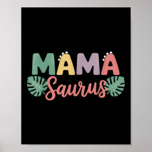 Mama Saurus Mum Dad Dinosaur Birthday Family Match Poster