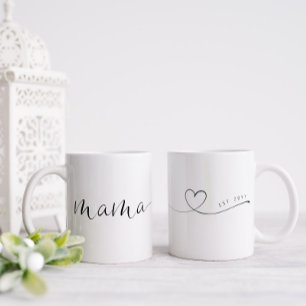 Mama Script Heart Mum Gift Simple Personalised Two-Tone Coffee Mug