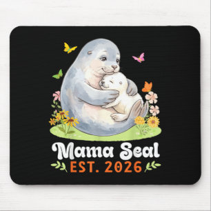 Mama Seal Est 2026 Motherhood Journey New Mum with Mouse Pad