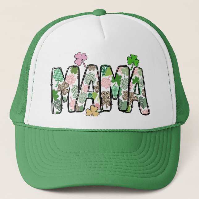 Mama Shamrock St Patricks Day Trucker Hat - C006 (Front)