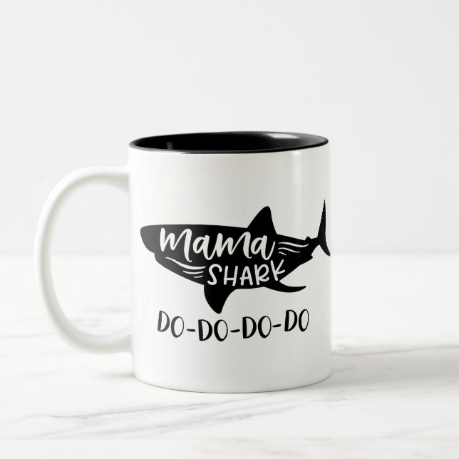 Mama Shark Do-Do-Do-Do Mummy Shark Funny Two-Tone Coffee Mug (Left)