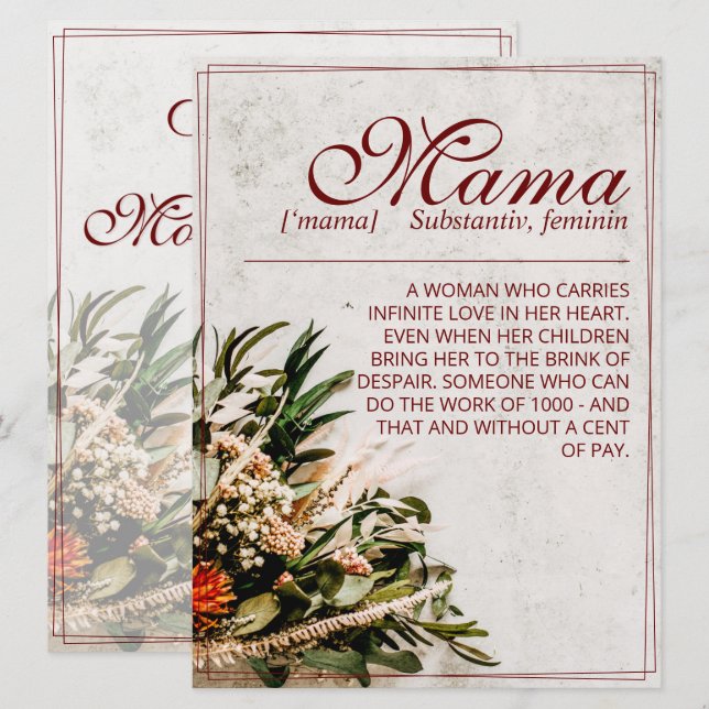 Mama - simply irreplaceable - Bouquet (Front/Back)