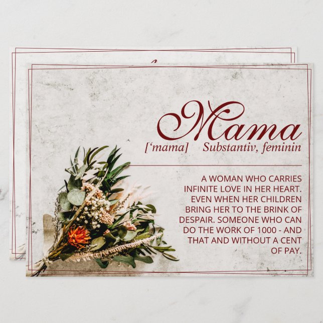 Mama - simply irreplaceable - Bouquet (Front/Back)