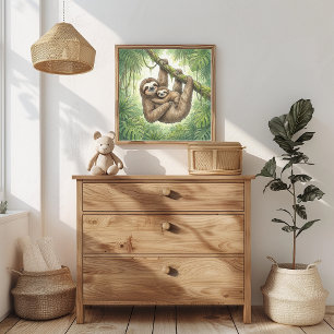 Mama Sloth and Baby Nursery Poster