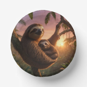Mama Sloth and Baby Paper Plate
