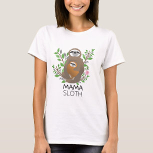 Mama Sloth Holding Baby Sloth in Rain Forest T-Shirt
