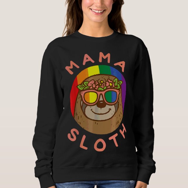 Mama Sloth Lgbtq Rainbow Flag Gay Pride Ally Gay M Sweatshirt (Front)