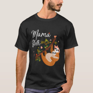 Mama Sloth Matching Family flower Mother's Day Gif T-Shirt