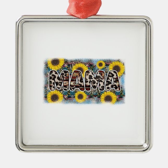 Mama Sunflower Metal Ornament (Front)