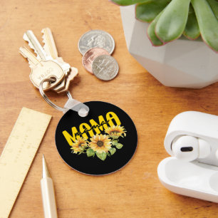 Mama Sunflower Sunshine - Cheerful Floral Design Key Ring
