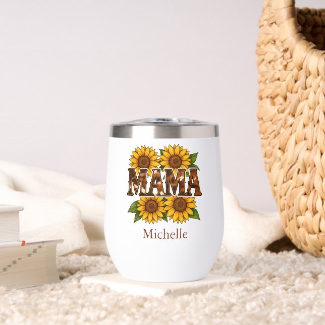 Mama Sunflowers Monogram Name Initials, Gift Mum (Living Room (Rotated))