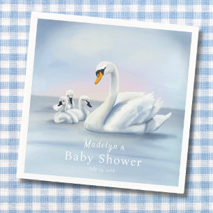 Mama Swan With Babies Baby Shower Napkin